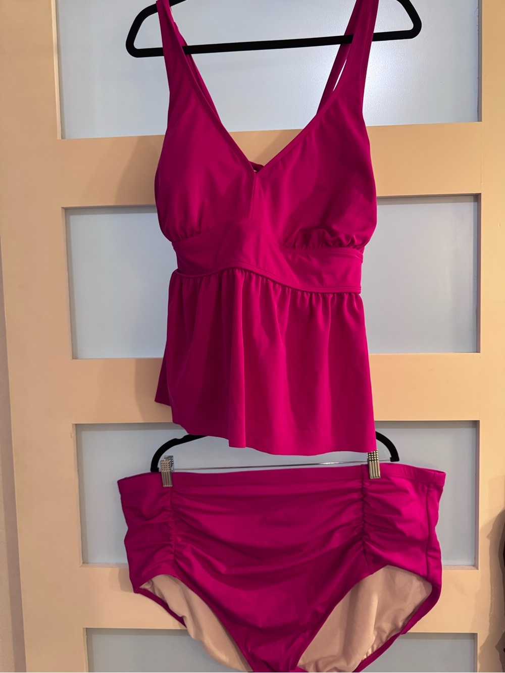 Maurices Bright Fuchsia Peplum Tankini with High-Waist Bottoms